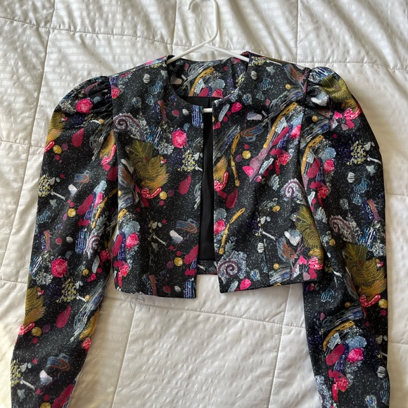 & Other Stories size 4 cropped ruffle shoulder long sleeve jacket - Picture 2 of 3